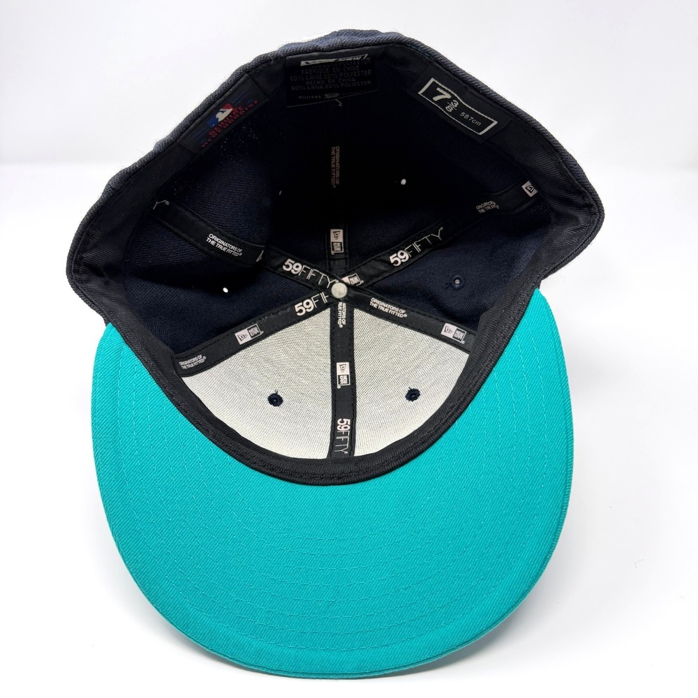 New Era 59FIFTY Seattle Mariners Fitted Hat Navy Teal Size 7 3/8 - Picture 4 of 7